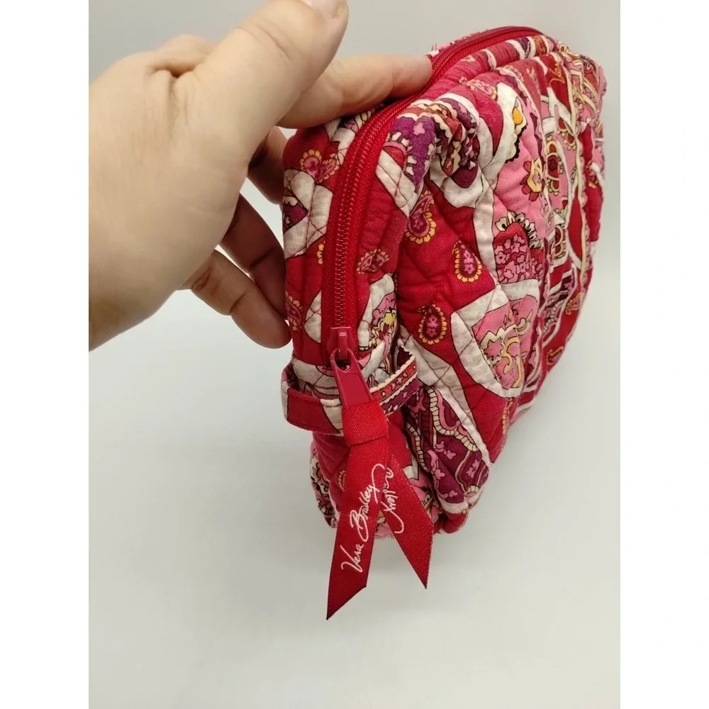 Vera Bradley Vinyl Lined 9x7 Cosmetic Bag Rosy Posies Makeup Travel
